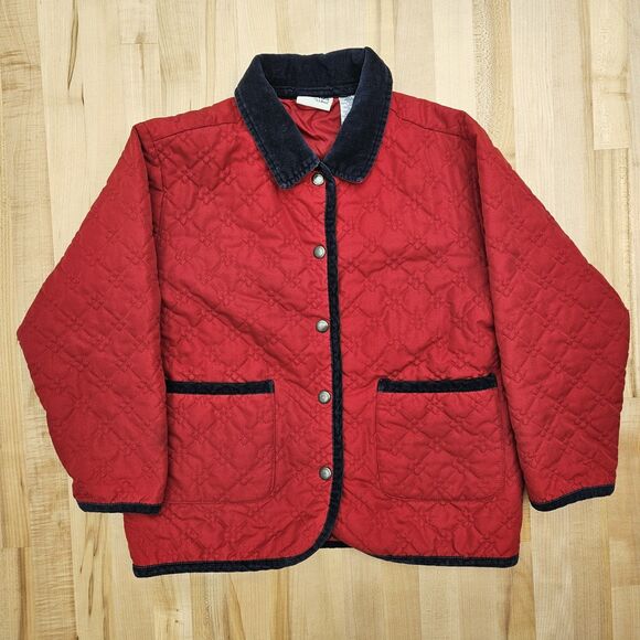 L.L. Bean Other - Vintage Girls Quilted LL Bean Jacket Size 8 Chore Barn Outdoors Corduroy Trim